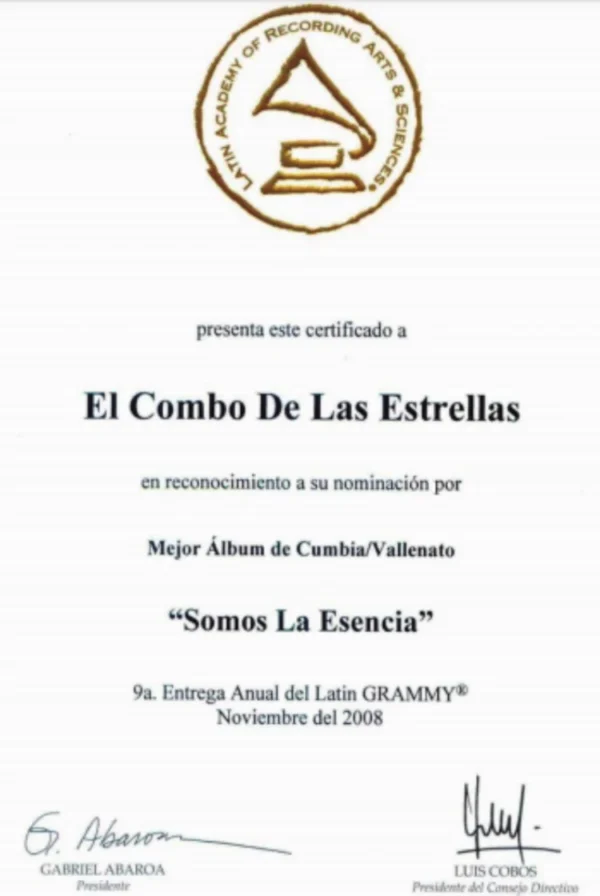 Nominación al GRAMMY LATINO (Mejor álbum cumbia/vallenato: “SOMOS LA ESENCIA”)